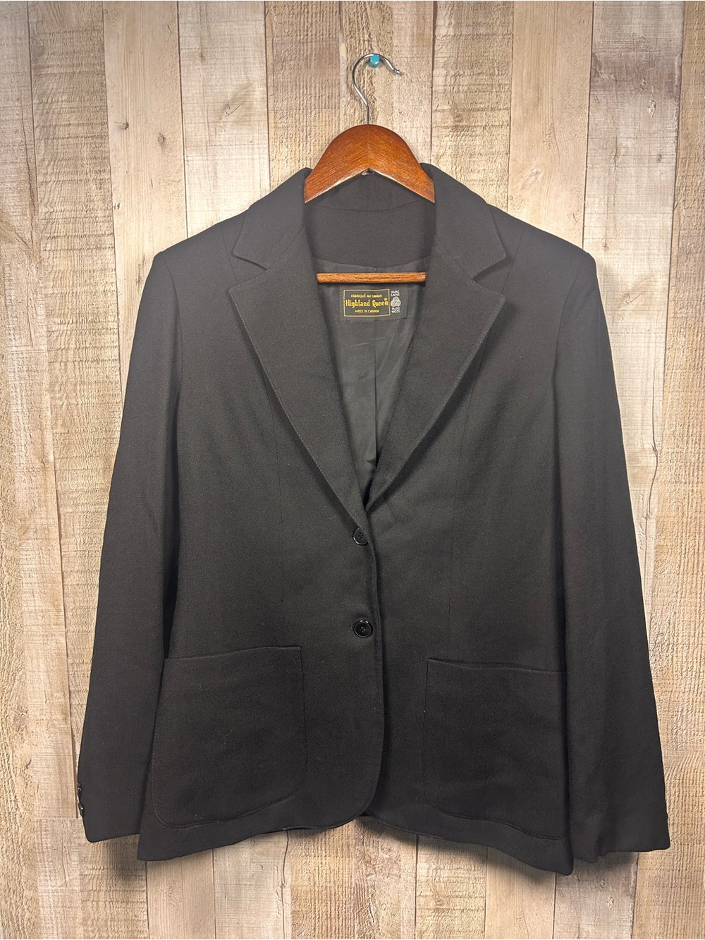 Vintage Wool Blazer Highland Queen Black Made Canada Lined Size 12
Classic Lined